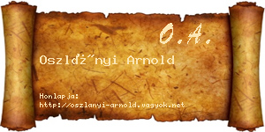 Oszlányi Arnold névjegykártya